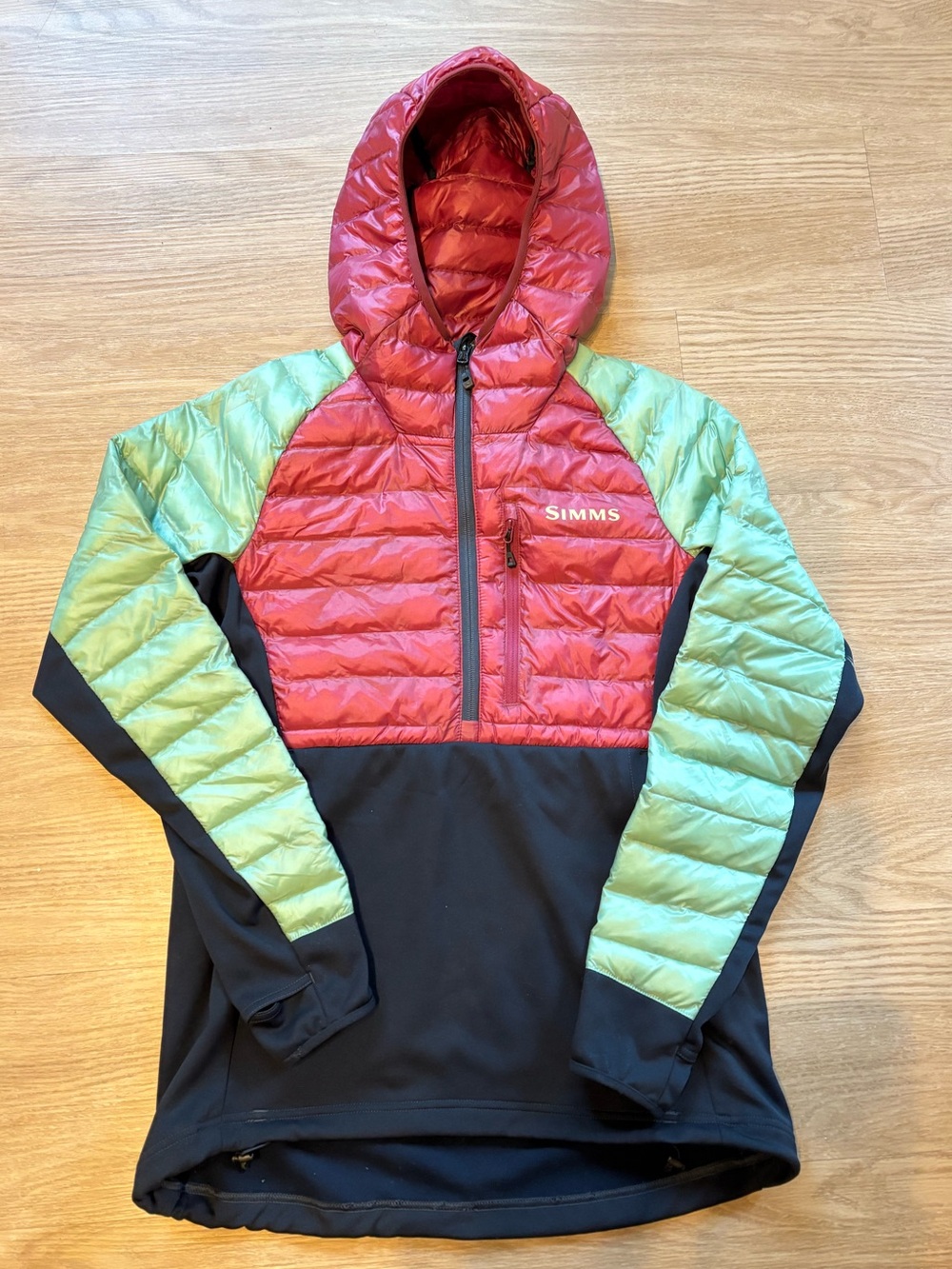 Simms Women’s Small ExStream BiComp Hooded Jacket Colorblock PrimaLoft Insulated